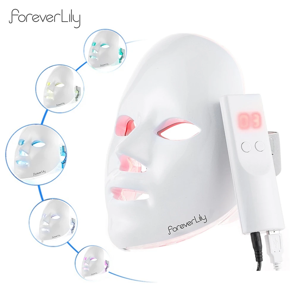 7 Colors LED Facial Mask Foreverlily Minimalism Photon Therapy Anti-Acne Wrinkle Removal Skin Rejuvenation Face Skin Care Tools led facial mask