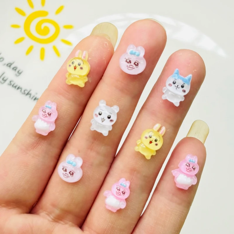 50 Pcs Resin Crafts Accessories Resin Ornaments Resin Crafts Miniature Figurines Ornament Crafts Cute Resin Mini Cartoon Sadness Rabbit Dog Series Flat Back Manicure Parts Embellishments For Hair Bows