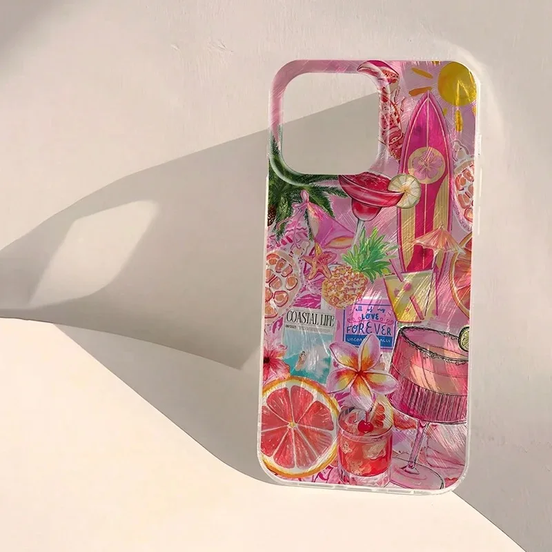 Orange Surfboard Graphic Silicone Phone Case Cover