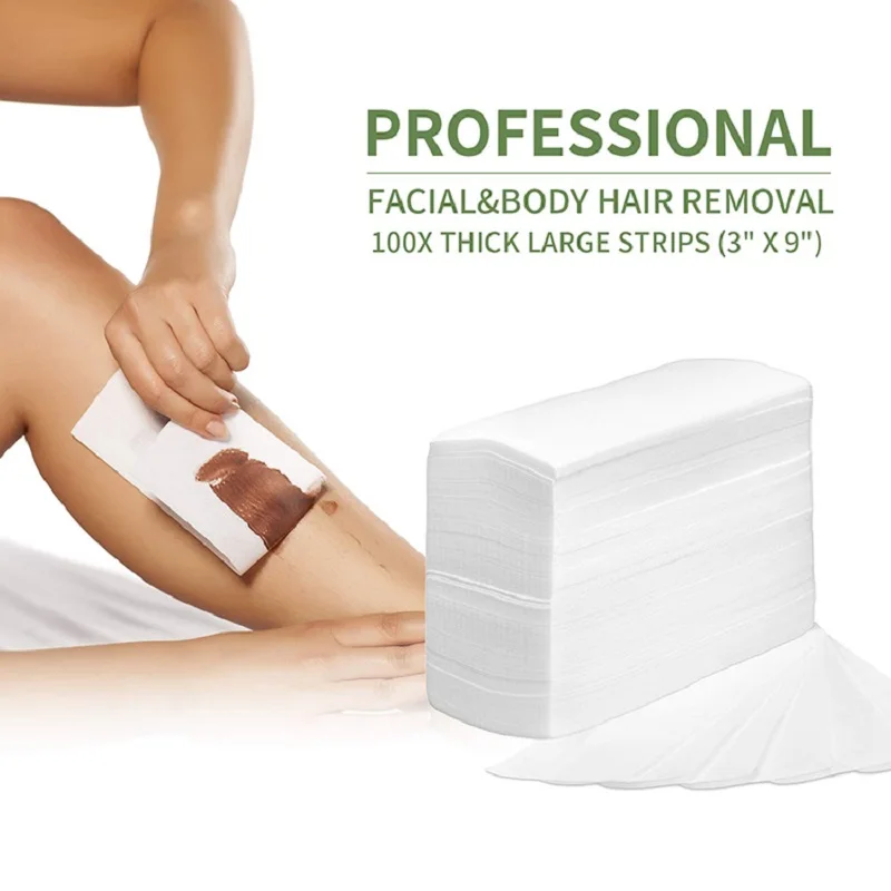100pcsHairRemovalWaxPaperForWomenMenNonwovenWaxStripPaper