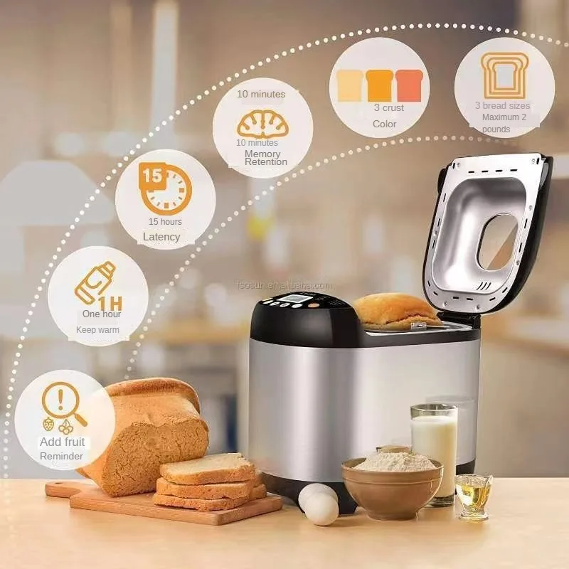 800g Bread Machine Stainless Steel Intelligent Timing Cake Machine Automatic Heat Preservation Multi-function Breakfast Machine 3