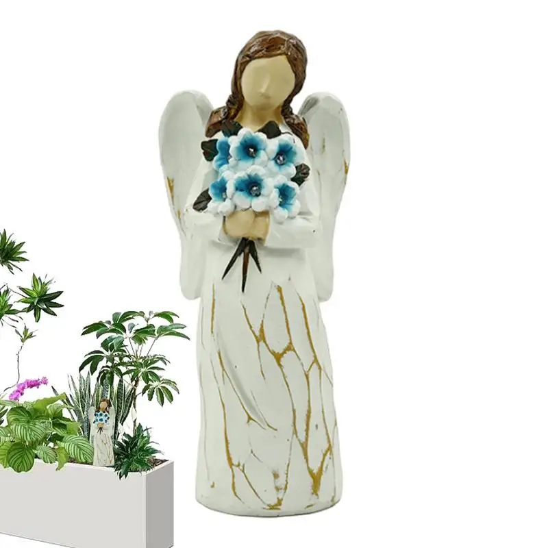 Angel Solar Lights Outdoor Garden 11 Inches LED Lights Resin Outdoor Angel Statues For Garden Decoration Waterproof