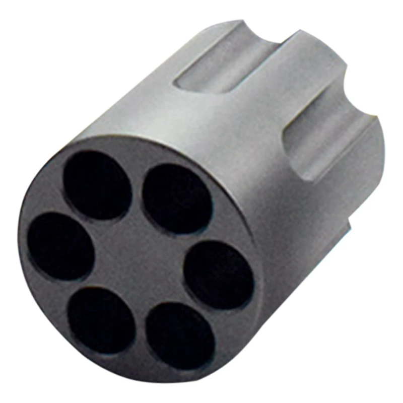 Revolver Pen Holder 6 Slot Cylinder Design Heavy Duty Non-Slip Aluminum Alloy Office Creative Ornament