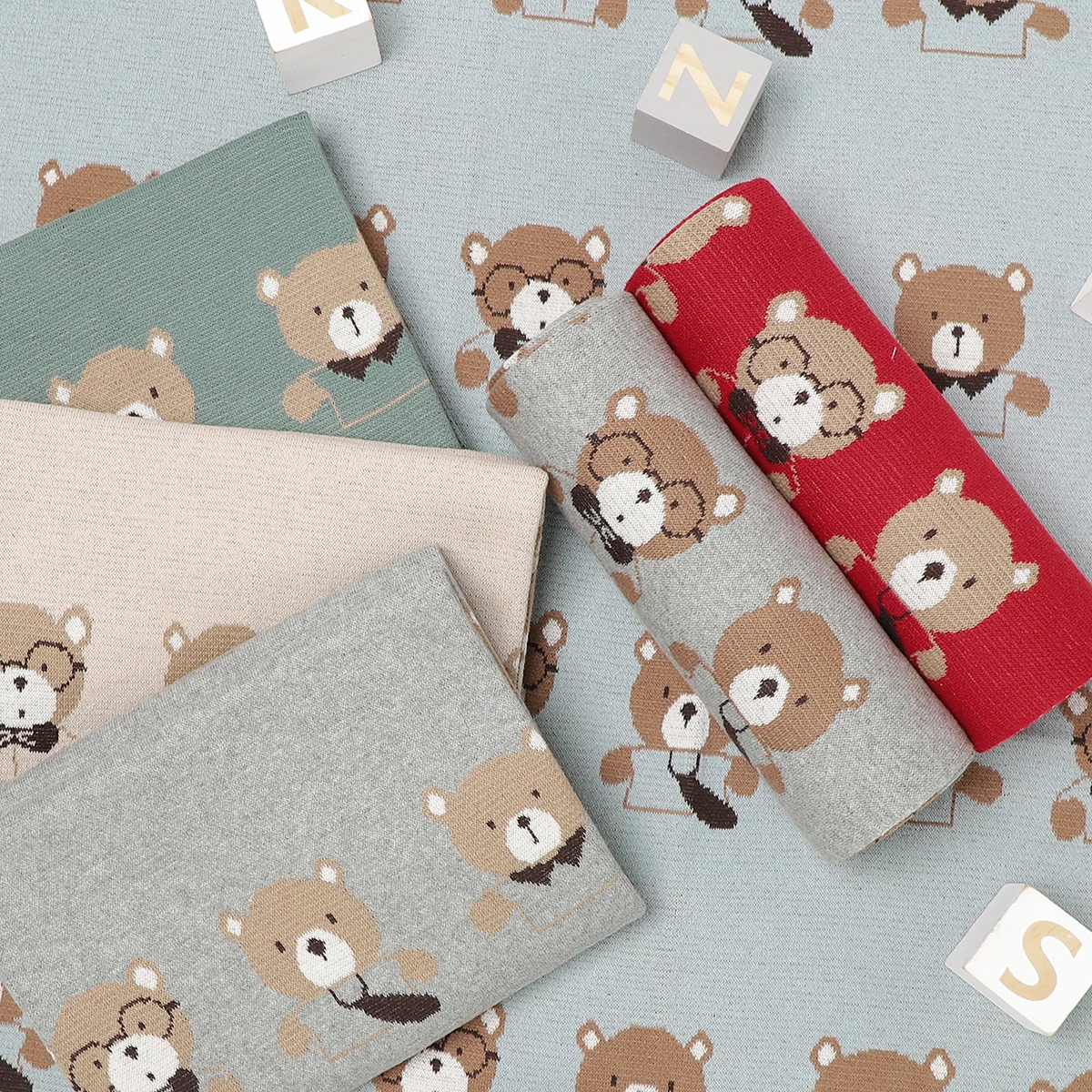 Cute Bear Knitted Baby Blankets Soft Cotton Newborn Shower Gifts Infant Swaddle Wrap Toddler Sleeping Quilts Blanket