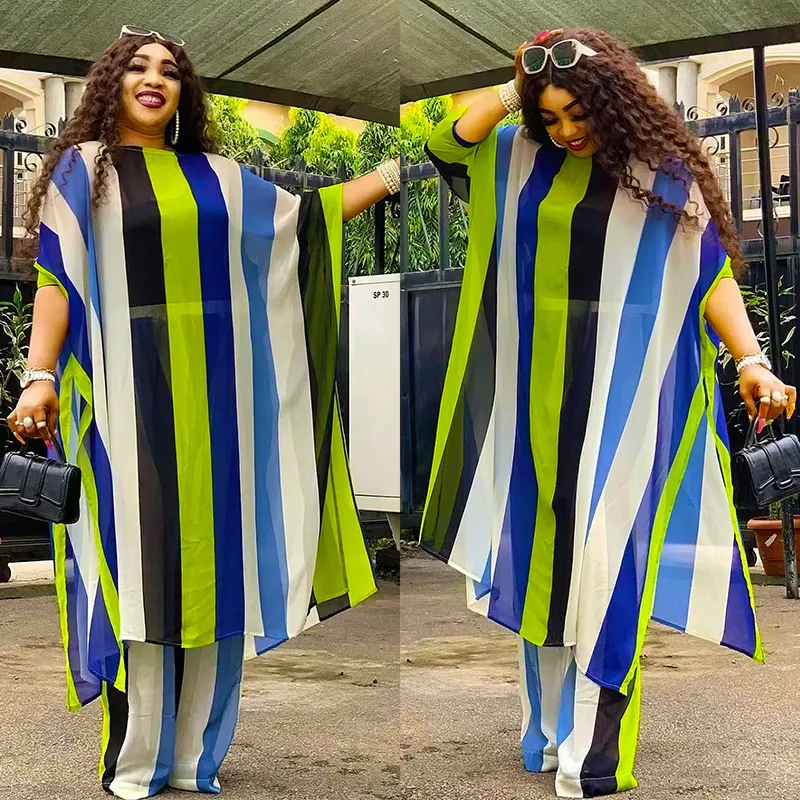 2 Piece Set Women Clothes Dashiki Diamond African Tops And Pants Trousers Suits 2023 Plus Size Party Clothing for Lady Outfits