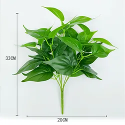 Artificial Greenery Decorative Accent - 7 Forks Leaf Plant for Home or Office Decor (A)