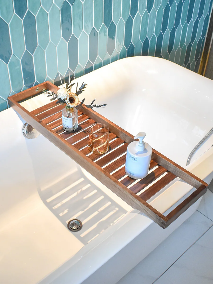 *Solid wood bathtub rack Hotel bathroom bath rack bathroom storage phone