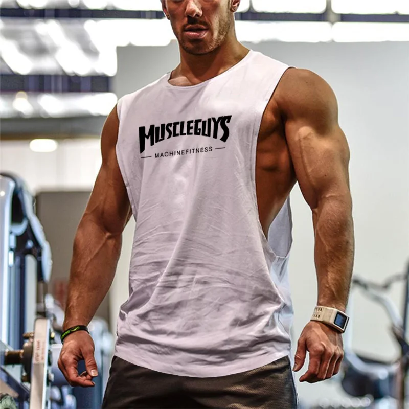 

Gym Casual Fashion Mens Tank Top Muscle Sleeveless Sporting Running Workout Clothing Bodybuilding Singlets Printed Fitness Vest