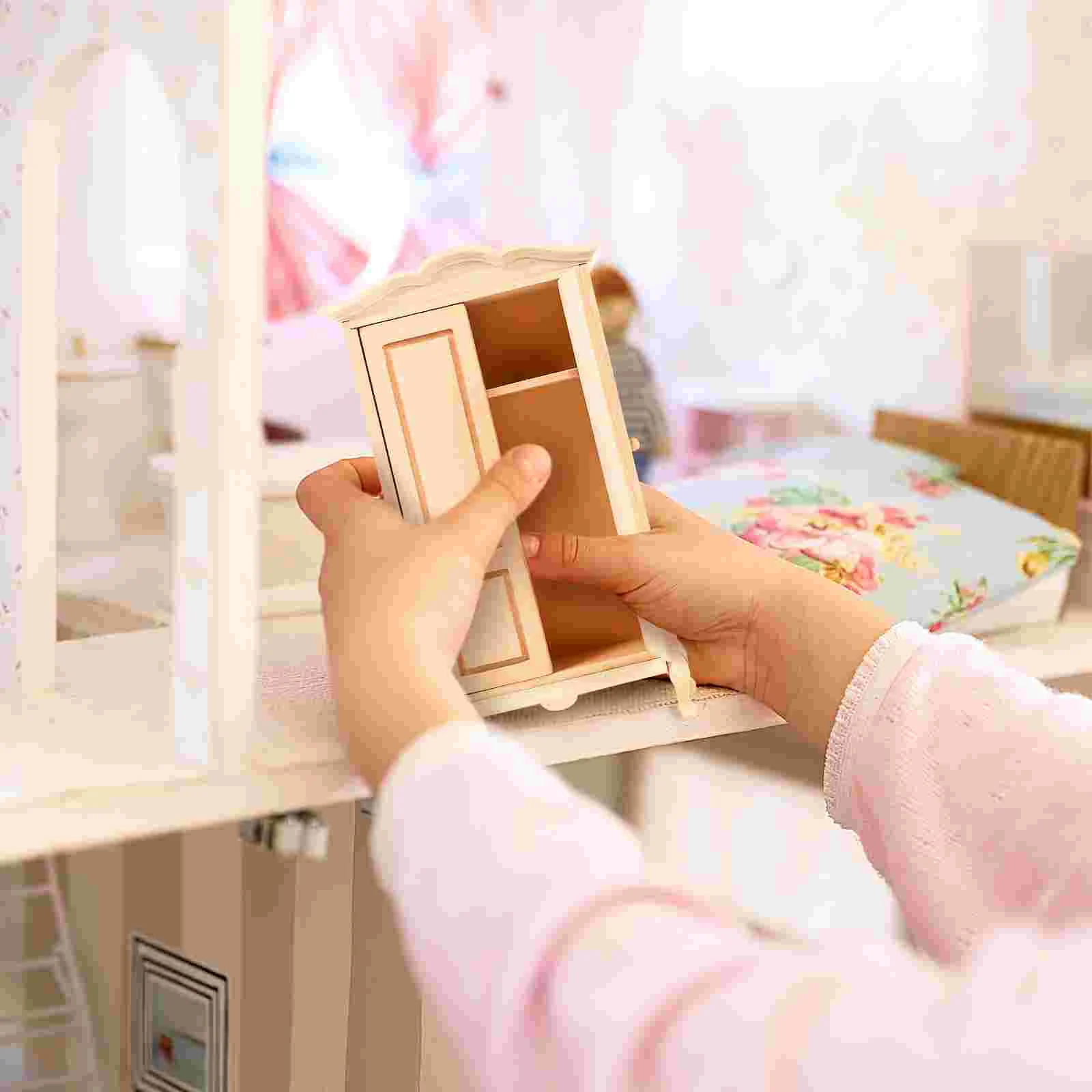 

Wardrobe Model Toy House Furniture 1: 12 Scale Miniature Decor Accessories Wooden Dollhouse Cabinet Toys
