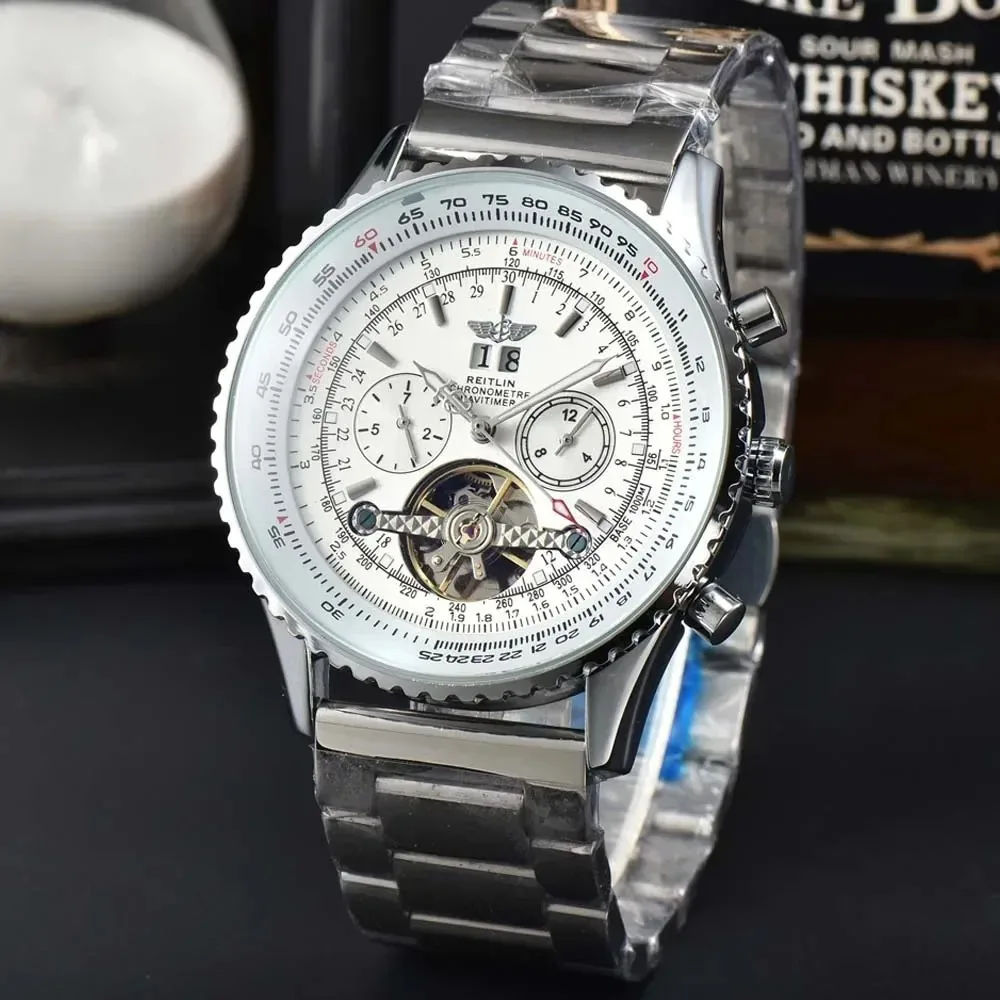 Newly Automatic Men Watches Custome Brand Top Luxury Multifunction Steel Mechanical Tourbillon High Qulaity Male AAA+ Clocks