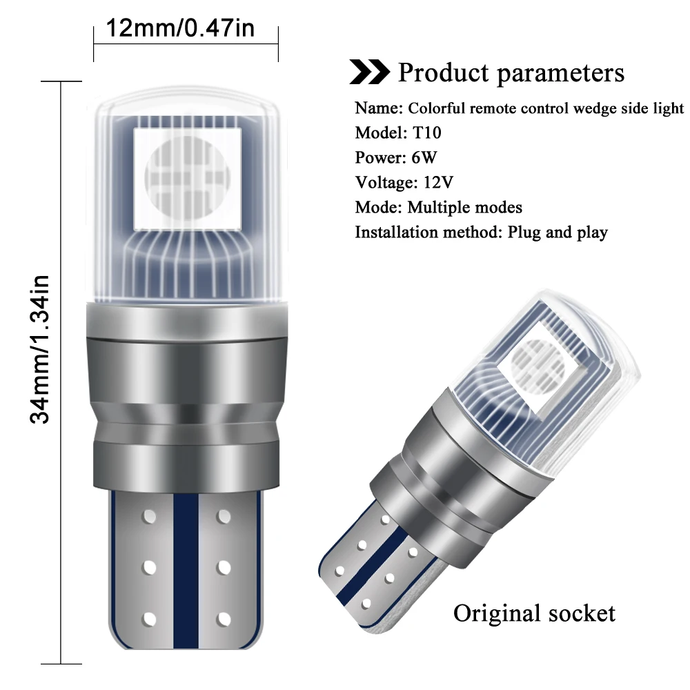 ڵ ׸     Ʈũ ȣ , T10 W5W RGB LED ,  COB Ʈ, 12V, 1 Ʈ