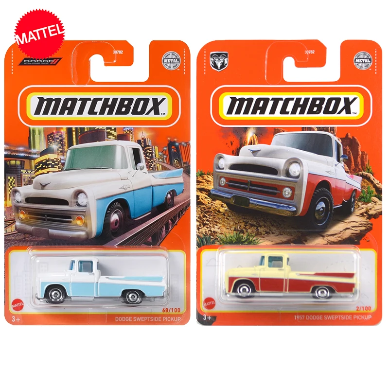 

Original Mattel Matchbox Car 1/64 Alloy Dodge Sweptside Pickup Blue and Retro Red Vehicle Toys for Boys Collection Birthday Gift