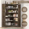 Wood Corner Bookcase, 5-Shelf 65 Inch Tall Bookshelf with Storage, Floor Standing Display Book Shelf for Living Room 5