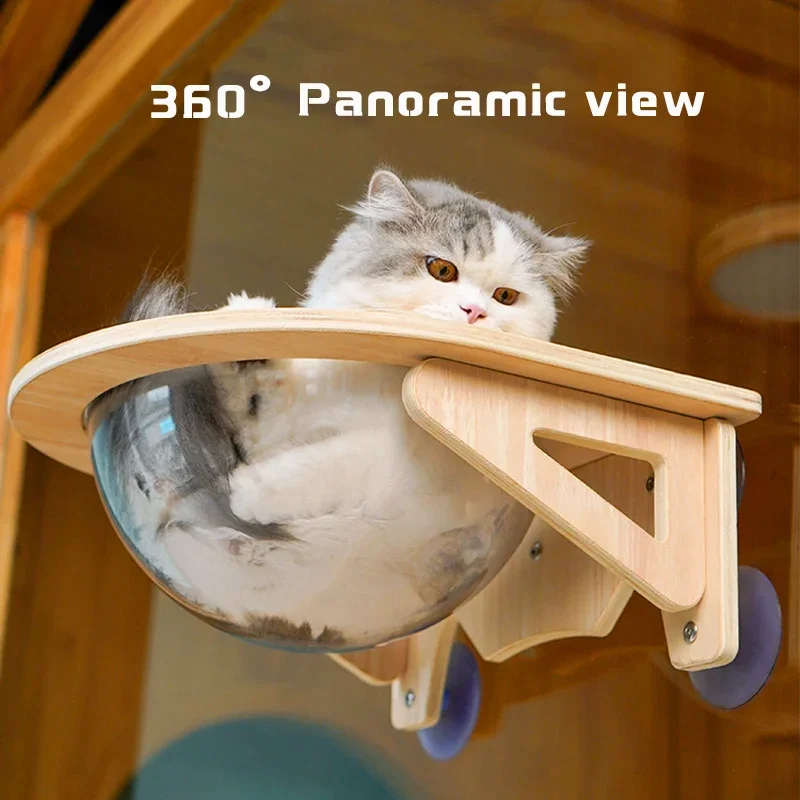 

Solid Wood Cat Hammock Cat Nest Pet Window Glass Cat Hanging Bed Hanging Suction Cup Space Capsule Protection