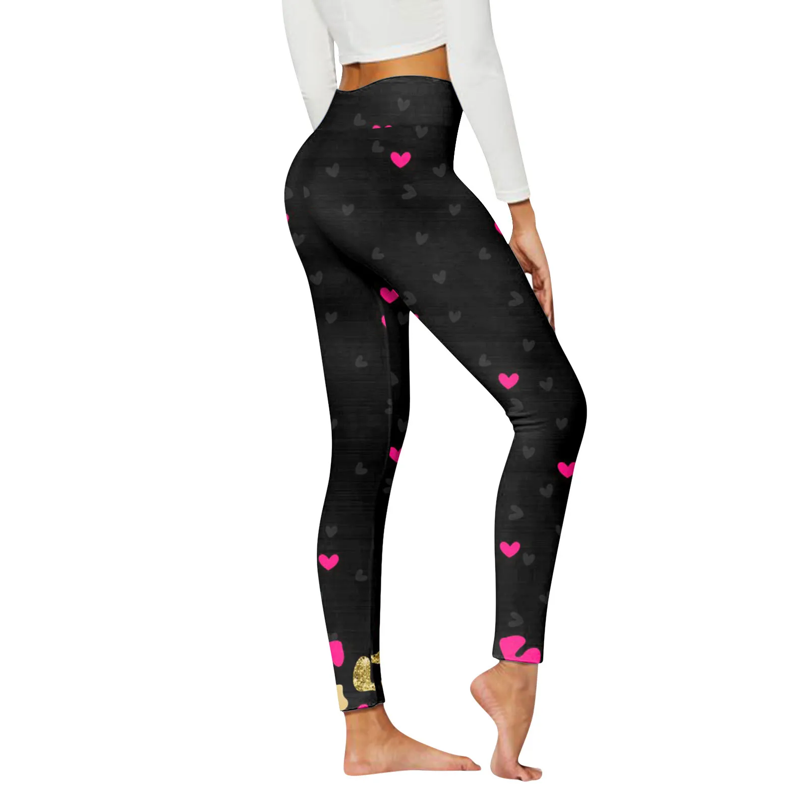 Womens Casual Fashion Pants Heart Print Sports Leggings