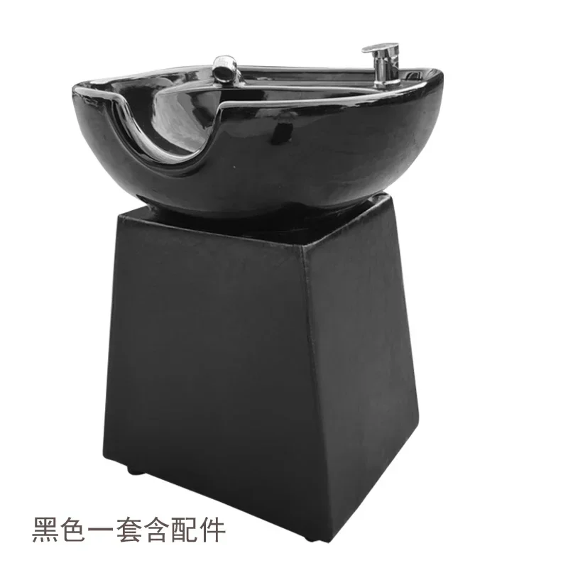 Vertical Shampoo Bed Hair Salon Barber Shop Seated Shampoo Basin Flush Basin Column Base Ceramic Basin Accessories Washbasin 4