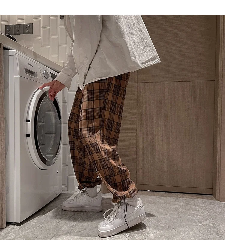 Zongke Plaid Harem Pants Men Fashion Chinese Size 3XL Japanese Streetwear Men Pants Work Leggings 2022 Spring New Arrivals khaki jeans