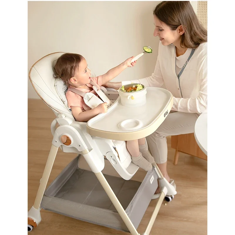 Multifunctional Foldable Baby High Chair Adjustable Height Feeding Chair Can Sit Can Lie Toddle Play