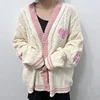 Lover Pink Cardigan Women Heart Knitted Cardigans with Star Embroidery Winter Vintage Oversized Sweater Y2k Couples Tops 3