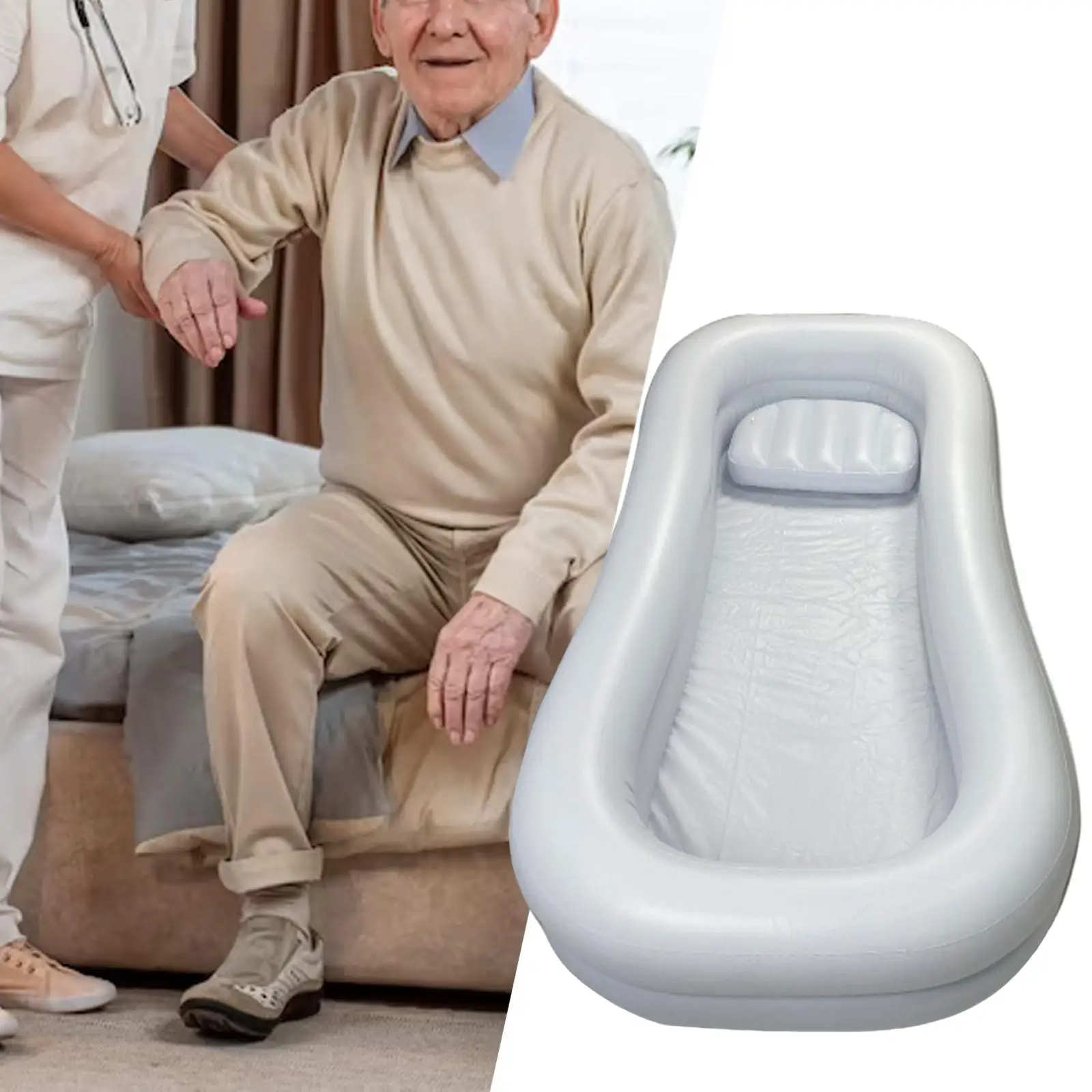 Inflatable Bathtub Thicken Lightweight Comfortable Portable Folding Bath Basin for Elderly Bedridden Seniors Adults Handicapped