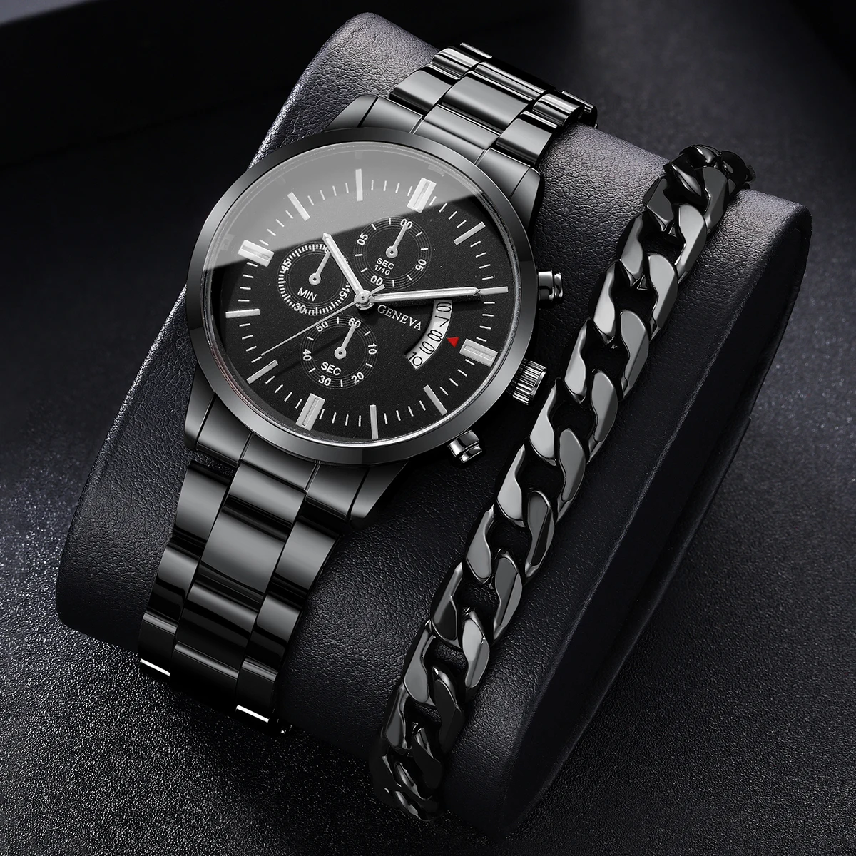 Men's Business Watch Watch Bracelet Set Men's Temperament Analog Quartz Watch ,The Best Choice For Men's Gift(Box not included)