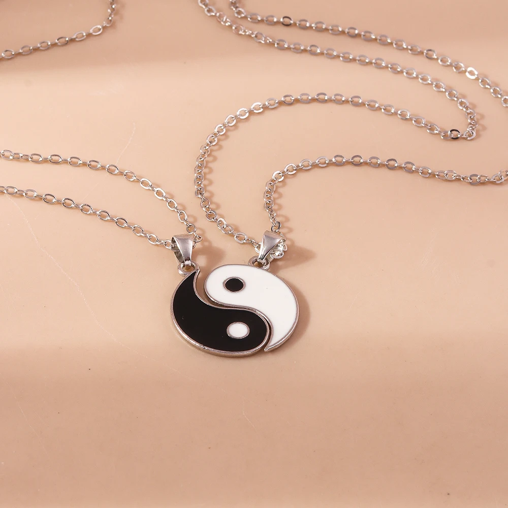 Aihua Hot Sell Smalto Yin Yang Tai Chi Collana per Donne Uomini Regalo di Compleanno Bff Migliori Amici Coppia Collana con Ciondolo Abbinato_voghion.com