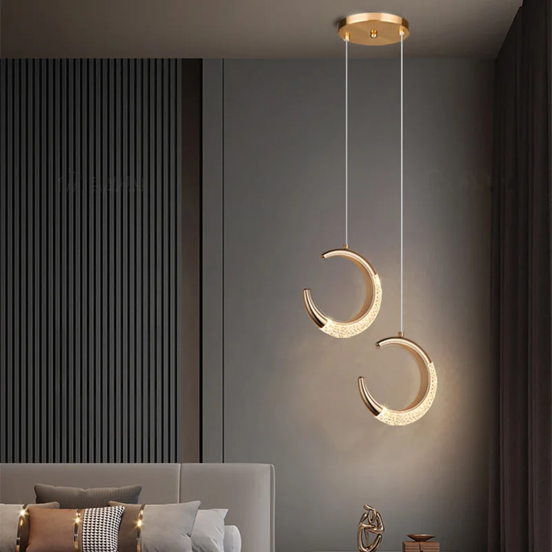 Nordic modern LED pendant light gold Acrylic chandelier Creativity hanging lamp indoor home loft bedroom bedside study stairs pendant lights pendant lamp chandelier lighting vintage pendant lights