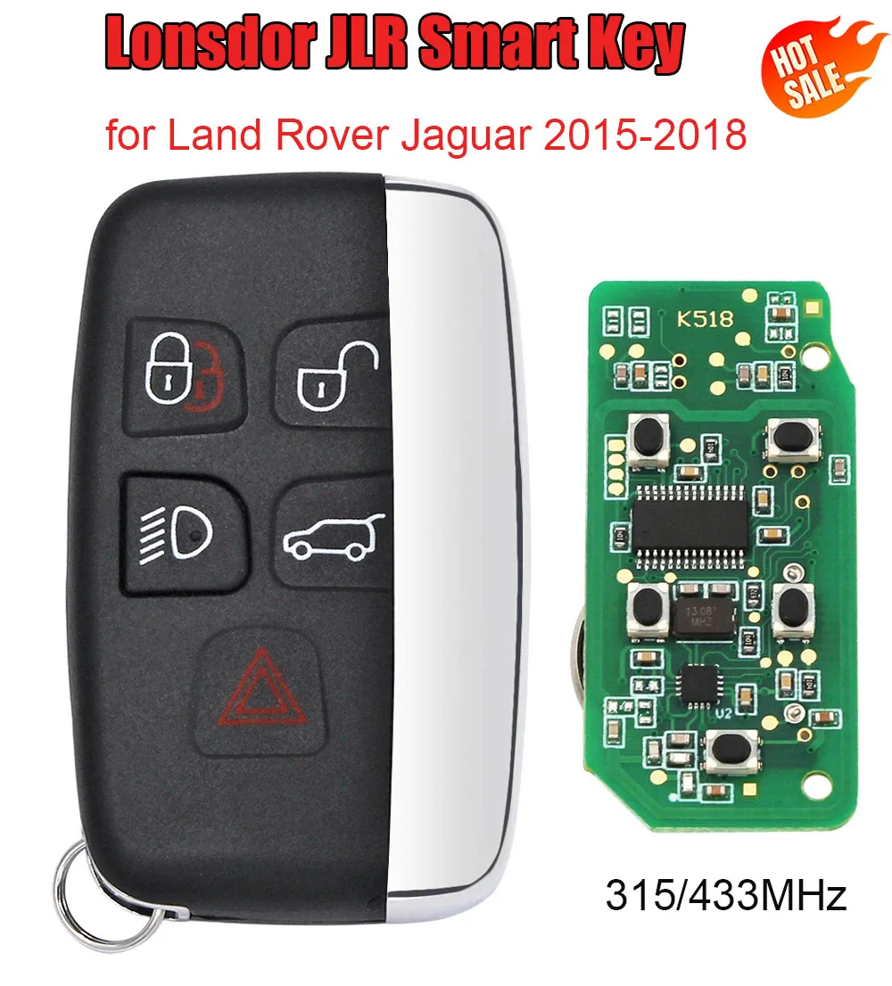 New Lonsdor JLR Smart Key 5 Buttons 315/433MHz Remote Fob for Land ...