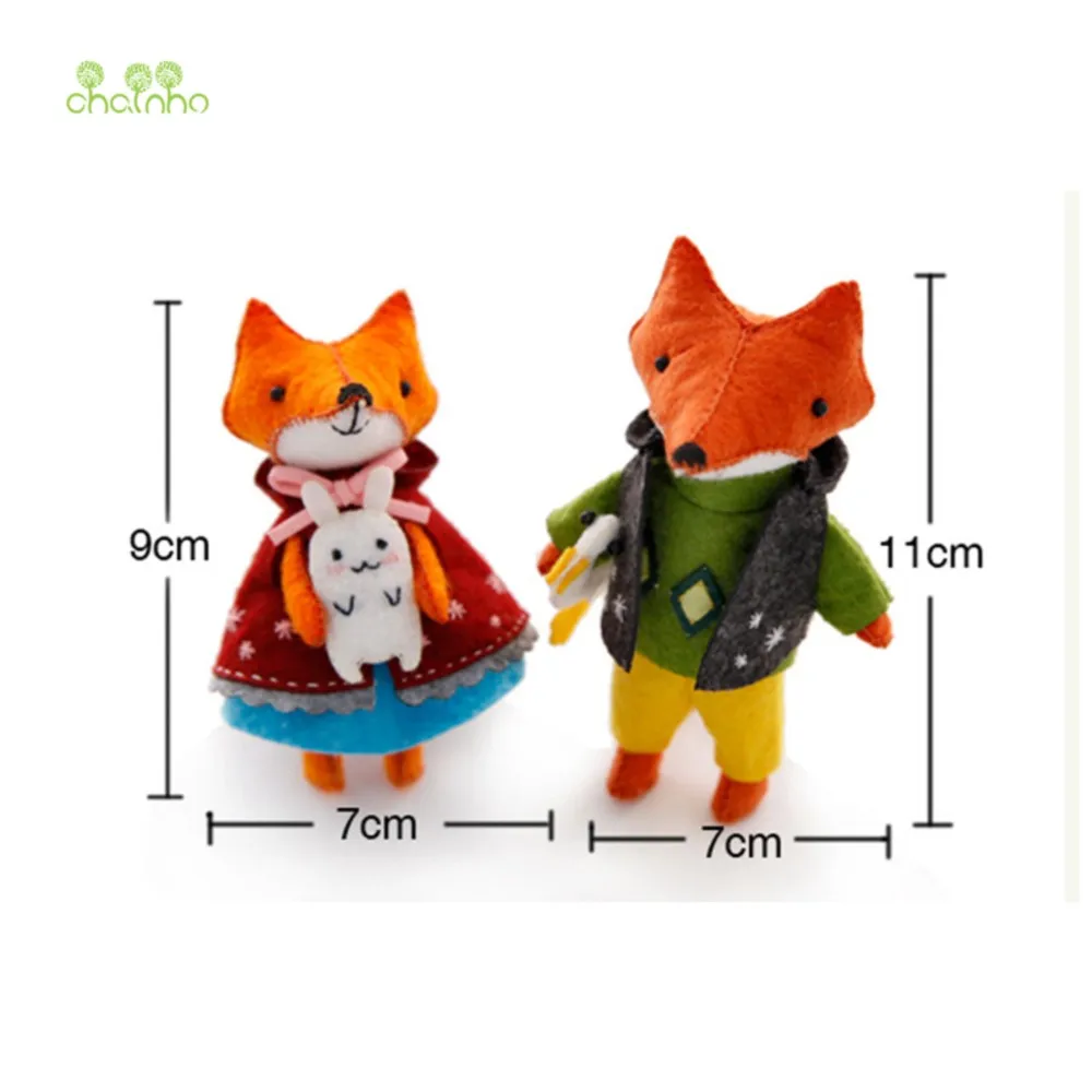 Chainho,DIY Handmade Non-woven Material Set Bag,Pre-Cut,None-Finished Item,Simulation Fox Animal Series,4 Designs