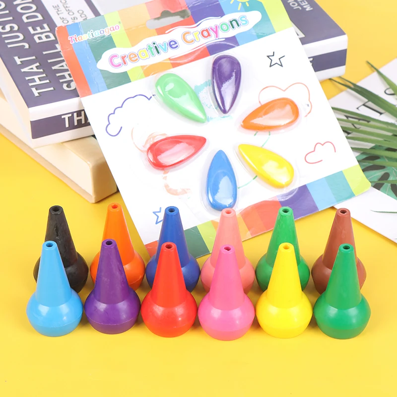 Colored Crayons Children Painting Supplies Non-toxic Children Safety Crayon 12Pcs