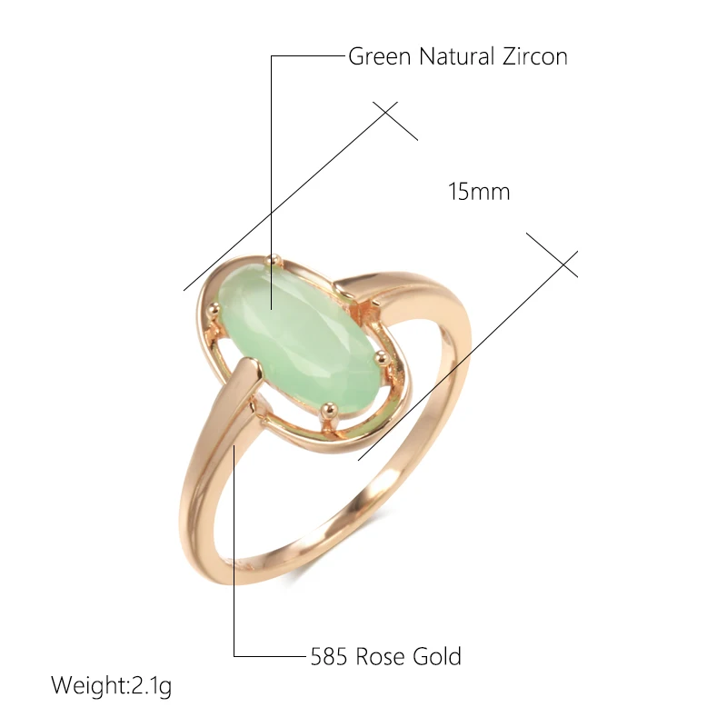 Wedding rings Womens ring Jewelry rings Ring jewelry Emerald Natural Zircon Rings For Women 585 Rose Gold Color Bride Wedding Fine Jewelry Luxury Daily Big Green Stone Rings