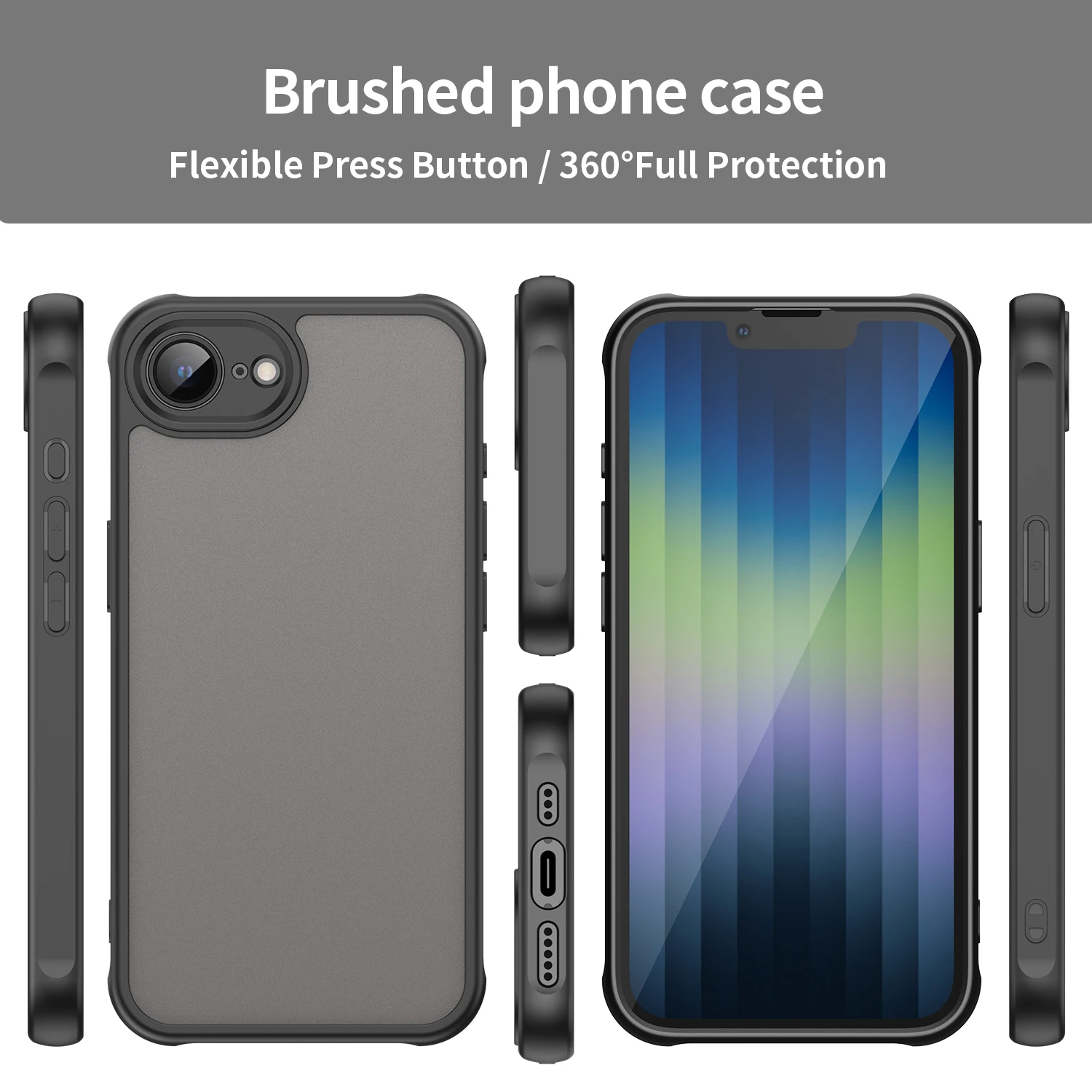 Fashionable Translucent Protective Phone Case with Soft Edges and Hard Back