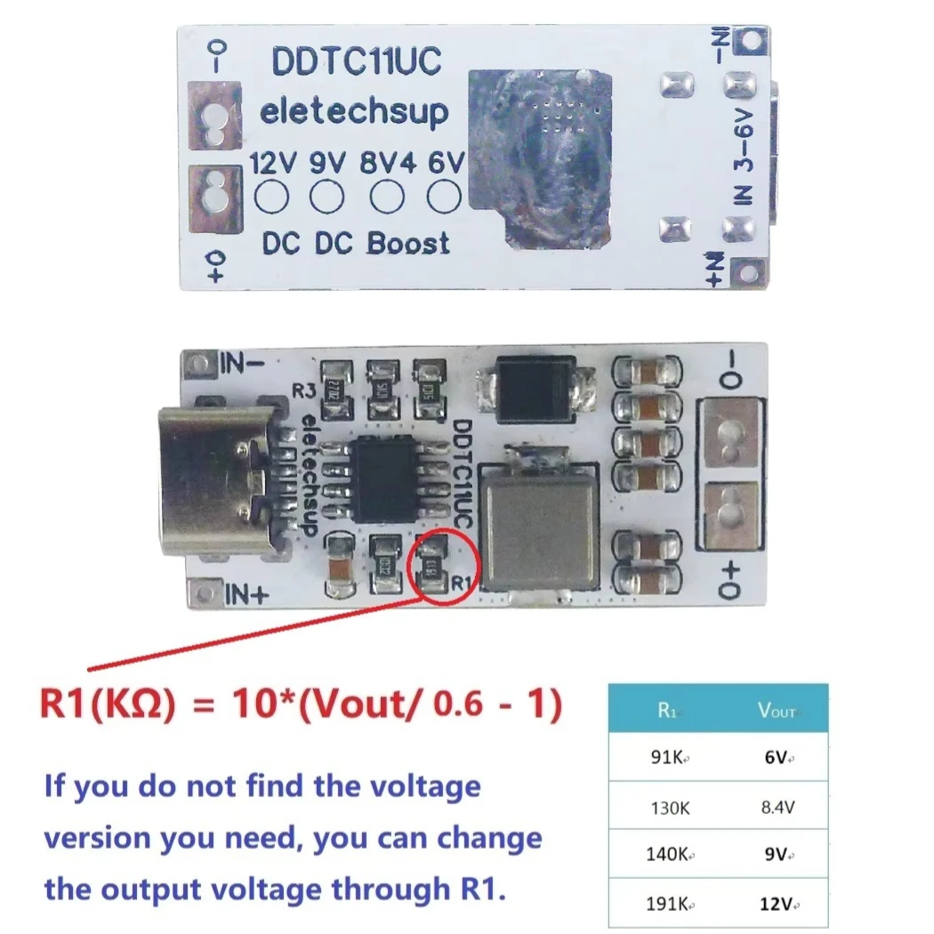 14W 타입-C USB DC 5V에서 6V 8.4V 9V 12V로 부스트 변환하는 스텝업 전원 모듈 전압 조정기 (아두이노, 와이파이 공유기, 카메라, NAS용)