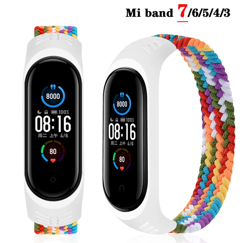 Браслет для браслета Mi band 6 7, нейлоновый плетеный ремешок Solo Loop pulseira, аксессуары для браслета Miband Wristband correa Mi band 4 3 5 ремешок