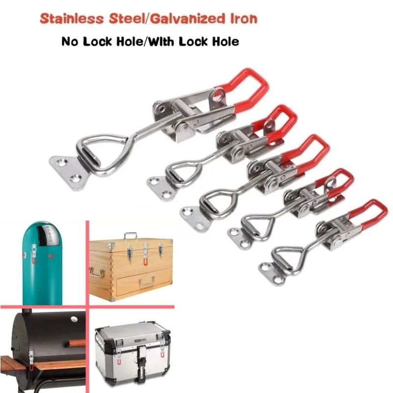 Quick Release Latch Clamp with Lock Hole Adjustable Lever Handle Hand Tool Box Case Clamp Clasp Anti-Slip Push Pull Toggle