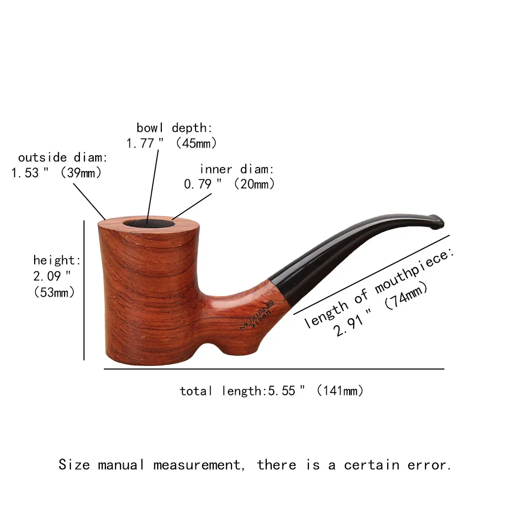 JIBILL sandalwood pipe with clean kit sandalwood pipe gift curved handle 9mm channel solid wood bowl acrylic handle smoking accessories tobacco pipe tobacco smoking accessories herb smoking pipe smoking pipe