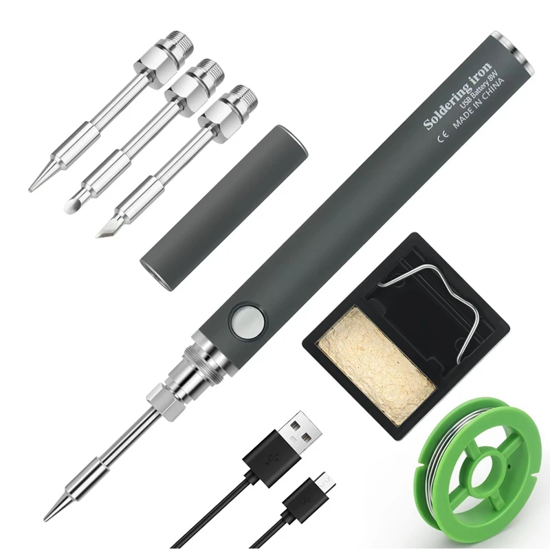 

Cordless Soldering Iron Kit Rechargeable Black Electronic Welding Tool Pen With 3 Tips