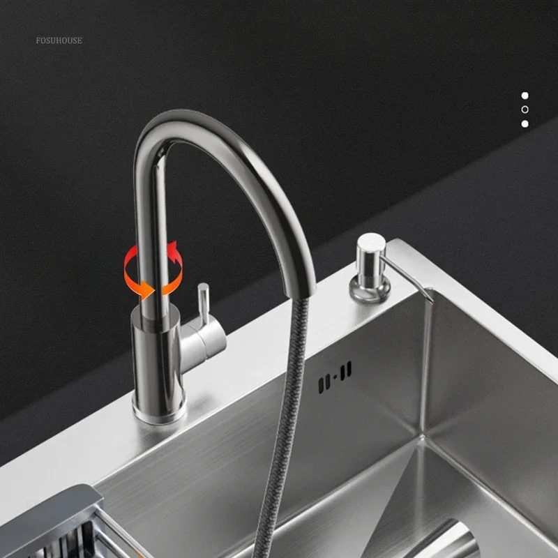 Creative Brushed Metal Sink for Vegetable Washing Thickened Double Hole Kitchen Sinks Modern Household Kitchen Sink for Balcony
