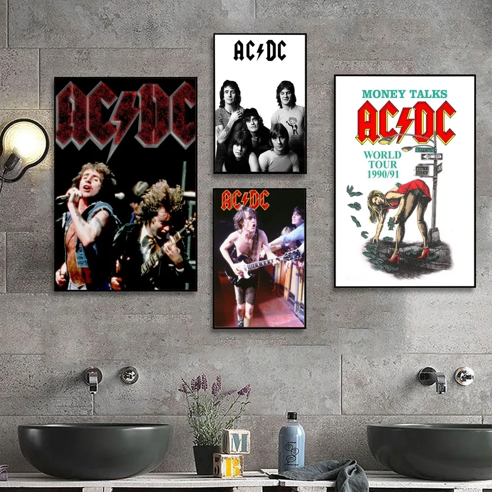 BAND-A-AC-DC-Poster-No-Framed-Poster-Kraft-Club-Bar-Paper-Vintage ...