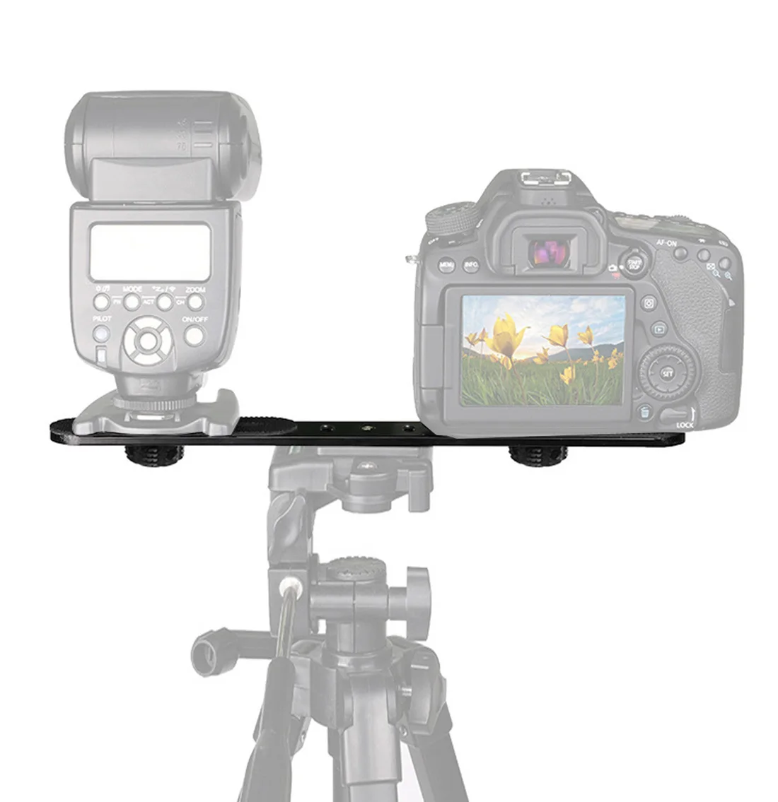 Double Cold Hot Shoe Adapter Mount Extension Holder Video Bracket for Canon for