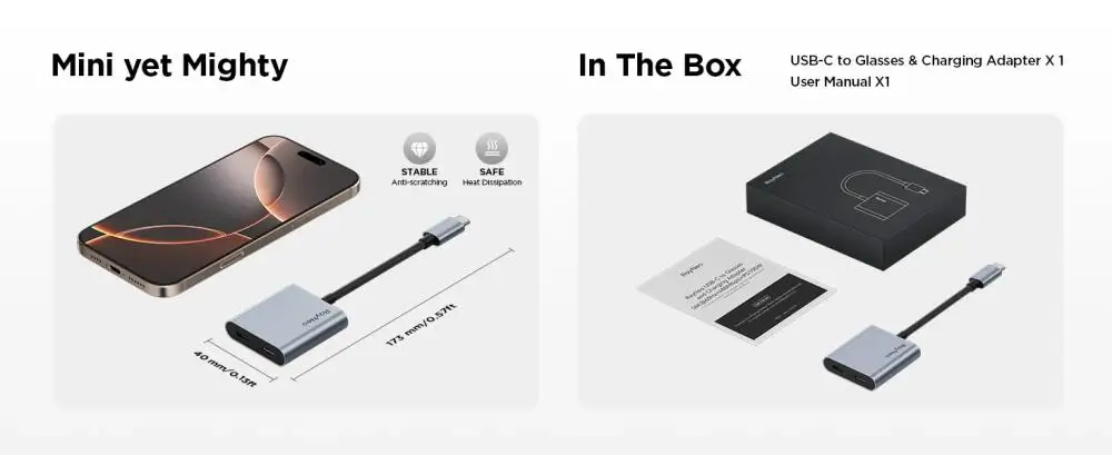 USB-C Adapter for Air 3s, Air 2s, Air 2 Sup 4K@60Hz Video Output 100W Charging
