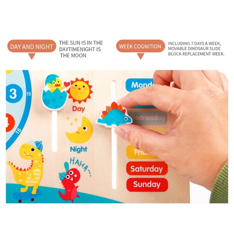 1 Set Kids Montessori Learning Table Clock Easy to Read for Playrooms Teaching Clock Seasons, Months, Days of Week 4