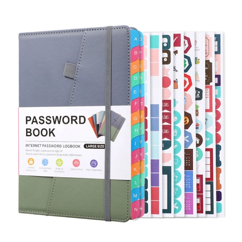 Secure PU Leather Notebook with Labels and Planning Stickers