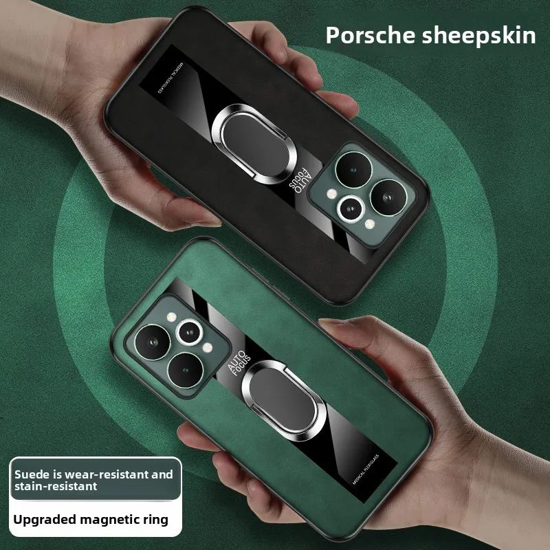 Leather Skin-Friendly Anti-Drop Stand Case in Business Style