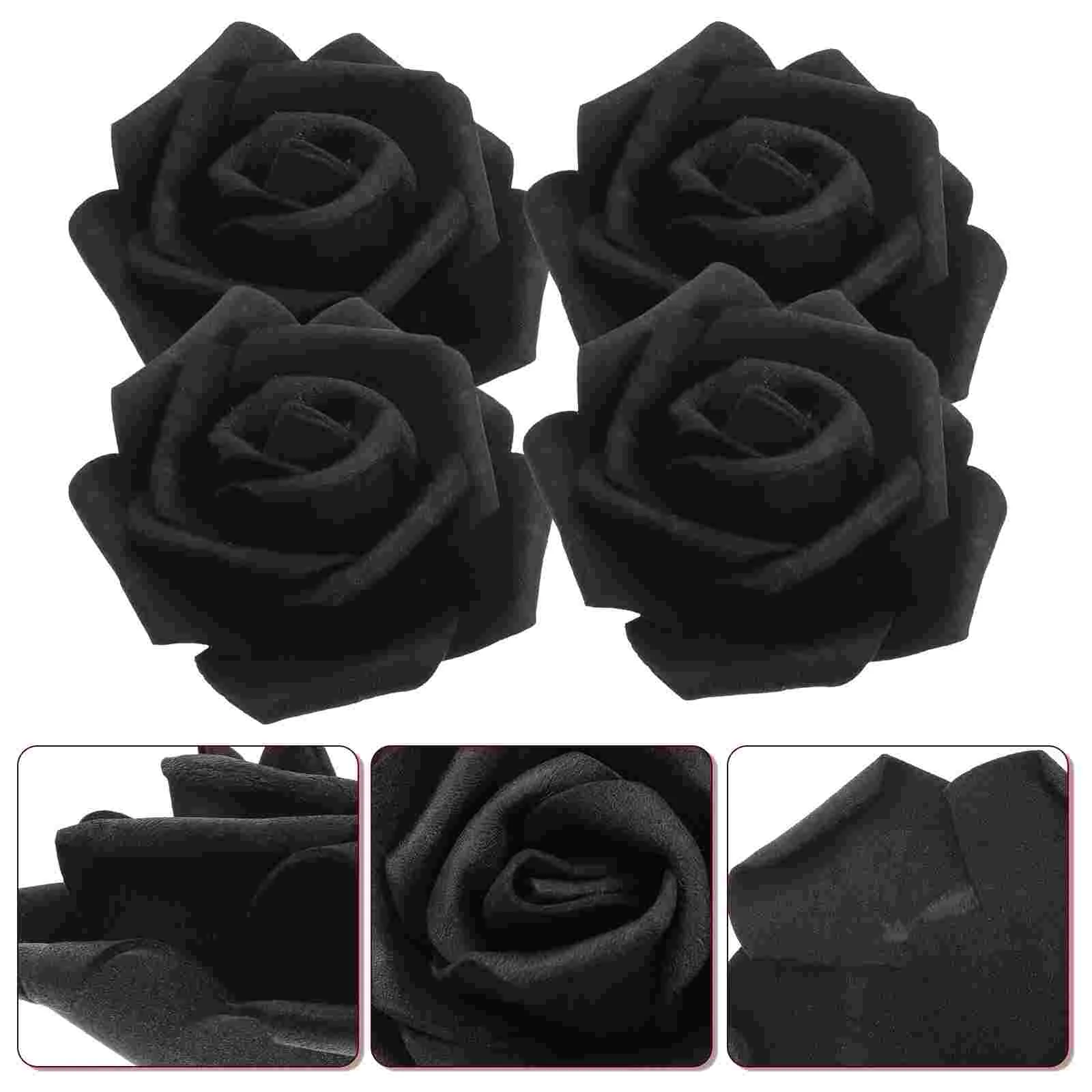 100PcsArtificialRoseFakeRosesFauxHeadDecorBlackFlowersBulkBouquetforBrideHeads.jpg