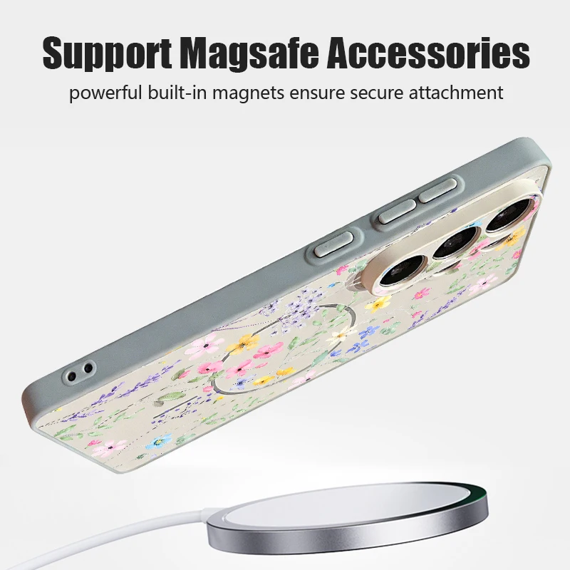 Magnetic Colorful Flower Hard Cover Phone Case