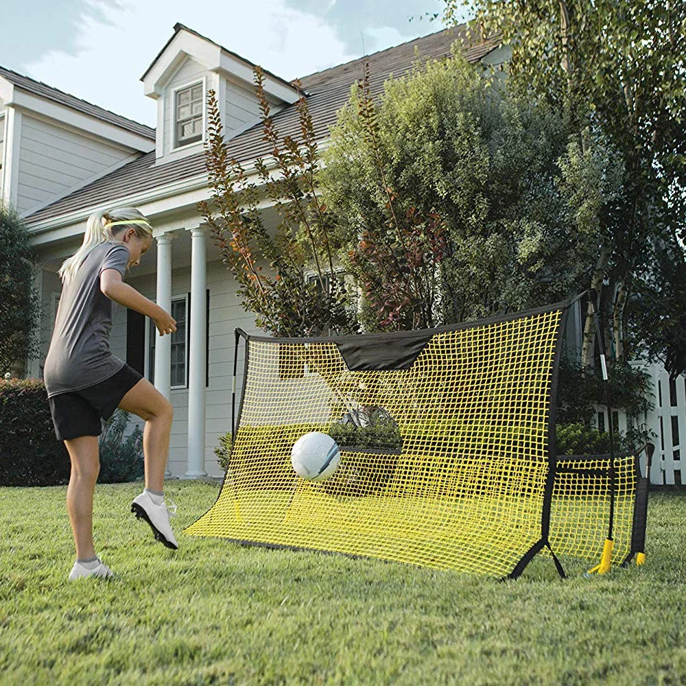 Soccer Training Aid Set Football kick ball Equipment Portable Football Training Double Rebounder Mesh Net Disassembl