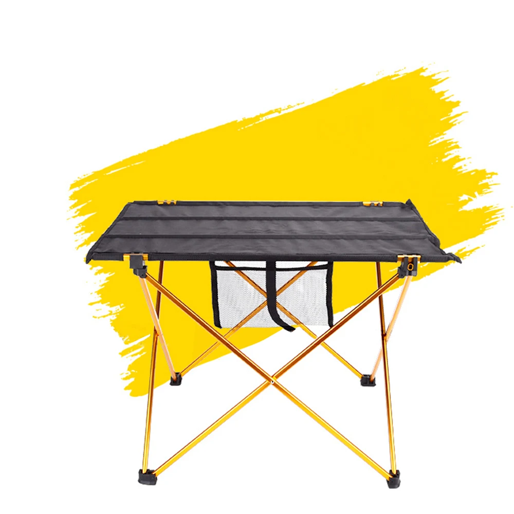 Portable Foldable Folding Table Desk Furniture Outdoor Picnic Aluminium Alloy Ultralight Beach Table Orange And Red