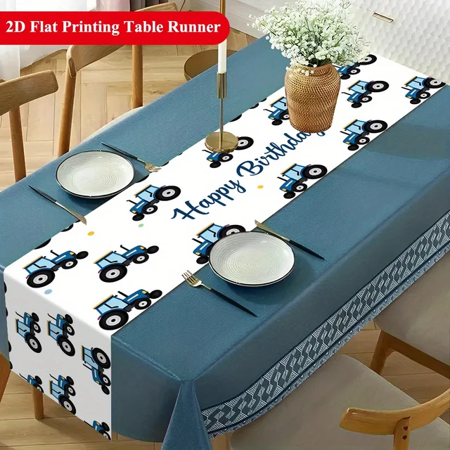 Nappe de table d'anniversaire Tracteur - 1 pièce, motif carte, facile à nettoyer, pour table à manger, table basse, meuble TV, fête, événement 1