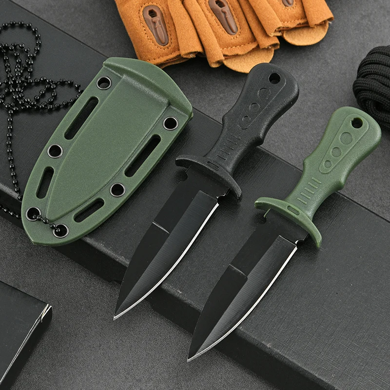 Mini Necklace Tactical Neck Knife Field Emergency Defense Pocket Knife Outdoor Straight Camping Portable Fruit